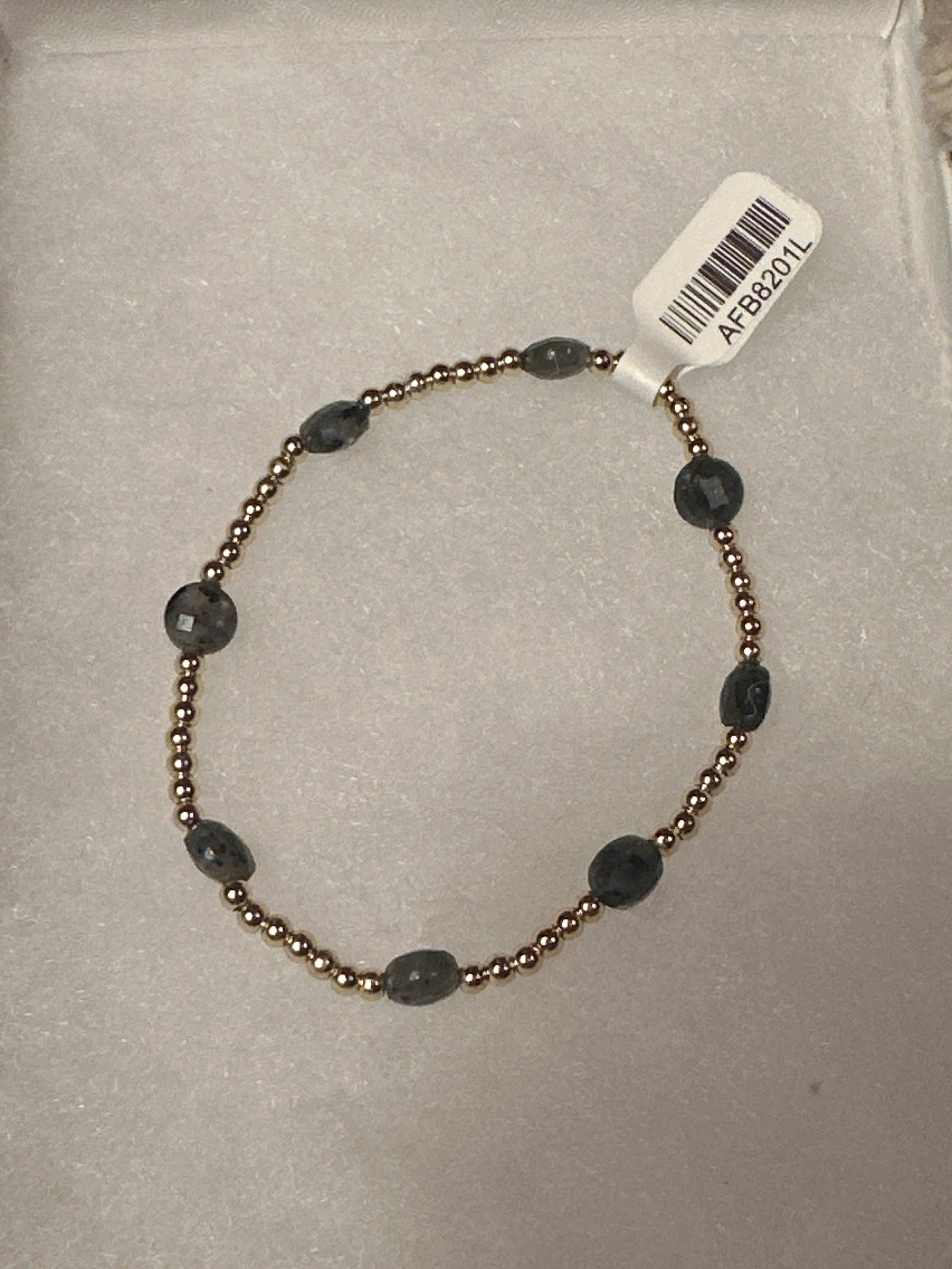 Navy and Gold 6.5 inch Beaded Bracelet