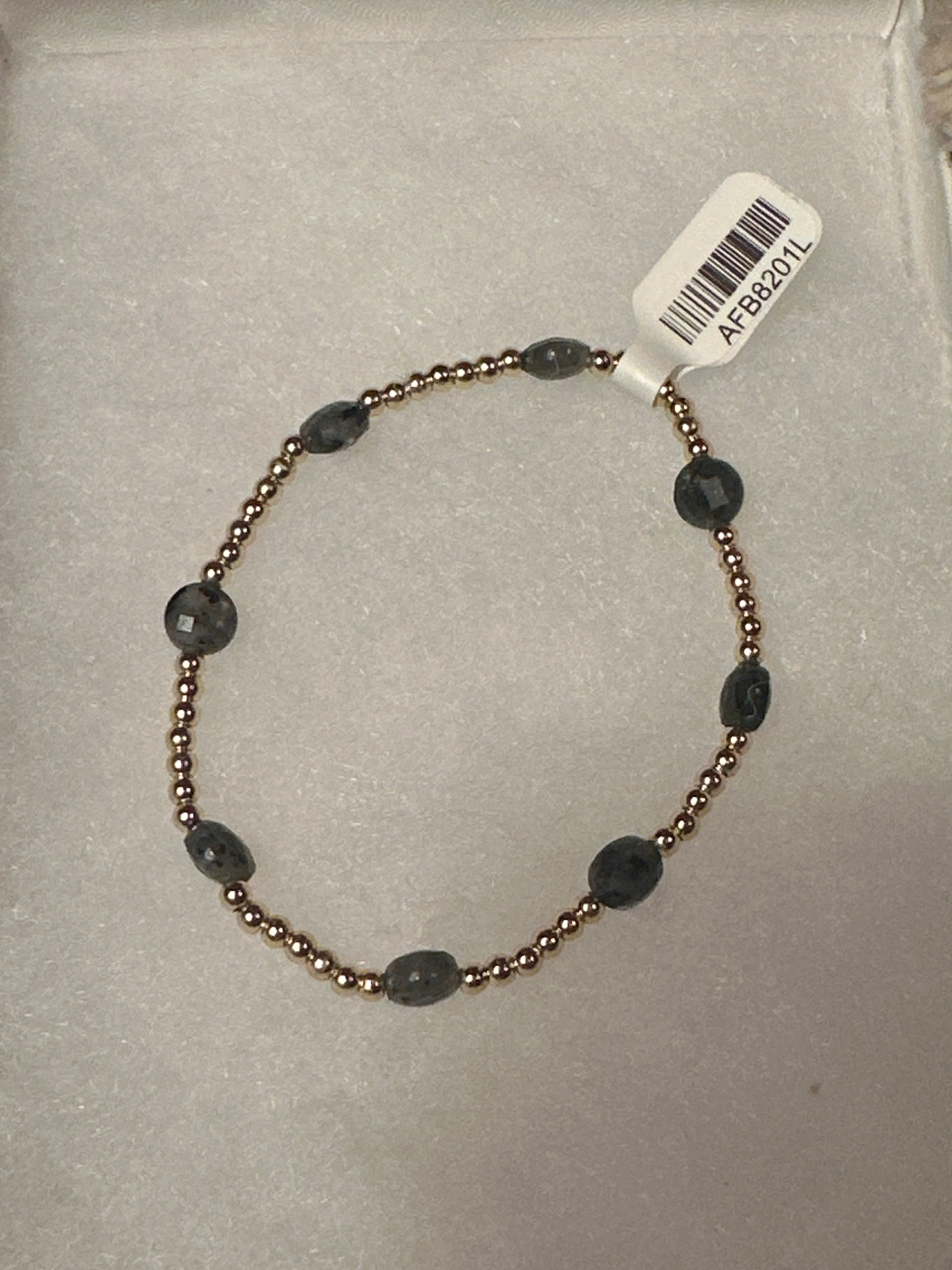 Navy and Gold 6.5 inch Beaded Bracelet