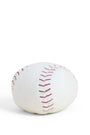 Baseball with red stitching on a white background