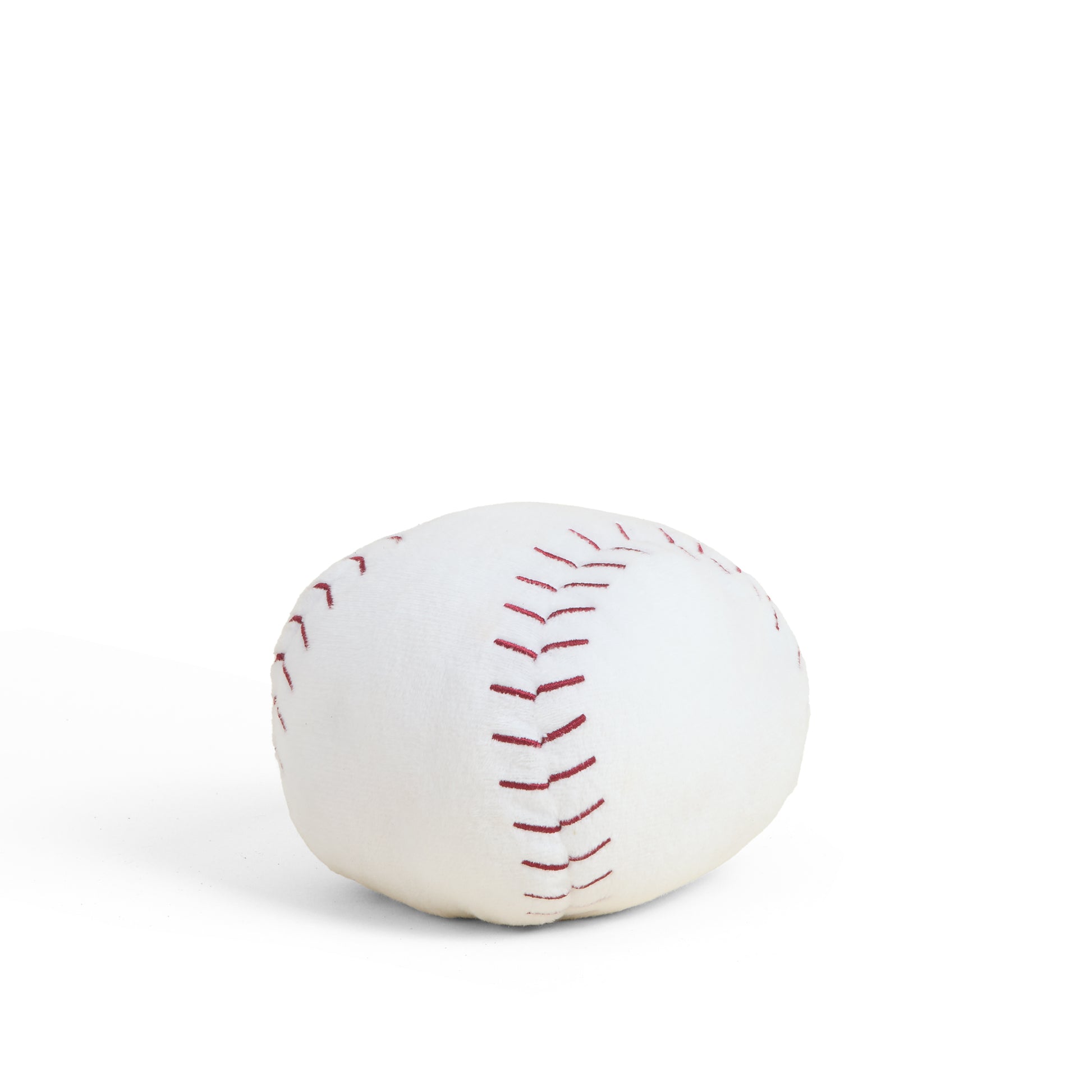 Baseball with red stitching on a white background