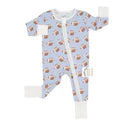 Blue football boys zipper romper on white background
