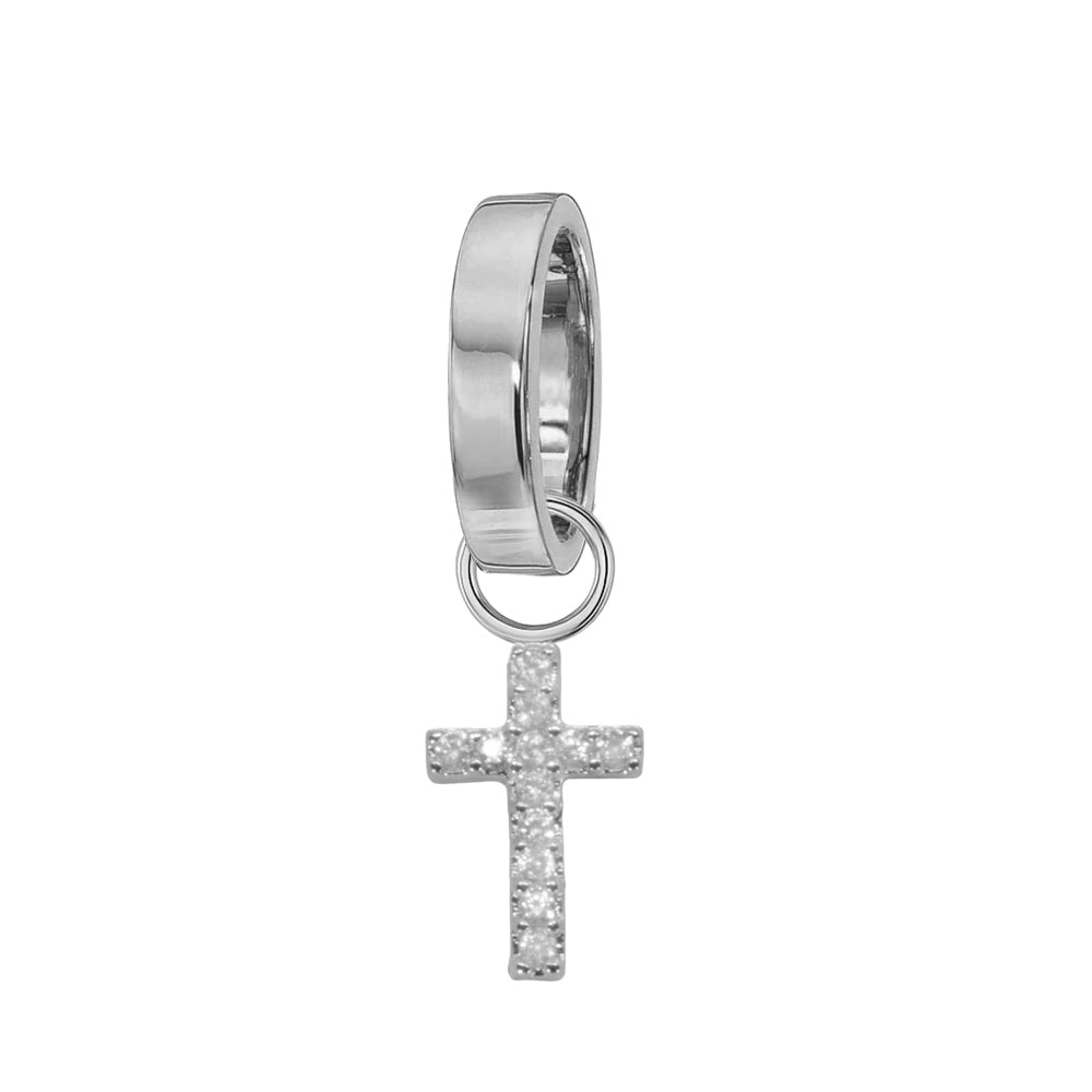 CZ Cross Charm White
