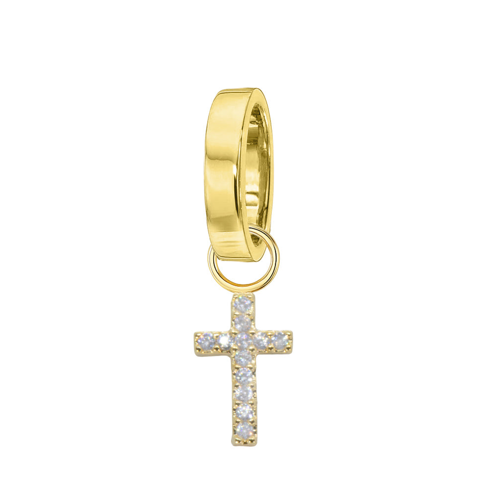 CZ Cross Charm Yellow