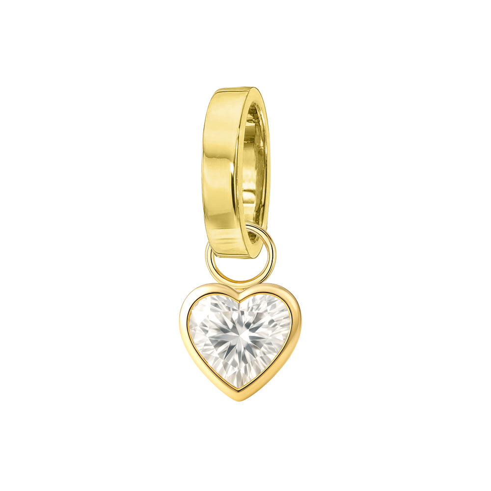 Heart CZ Charm Yellow