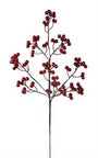 28-inch metallic glitter berry spray with red bead-like berry clusters on thin stems