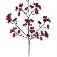 28-inch metallic glitter berry spray with red bead-like berry clusters on thin stems