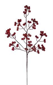 28-inch metallic glitter berry spray with red bead-like berry clusters on thin stems