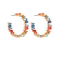 Multicolored hoop earrings on a white background
