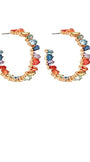 Multicolored hoop earrings on a white background