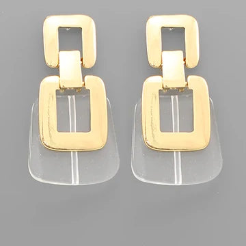 Acrylic Charm & Gold Dipped Brass Earrings