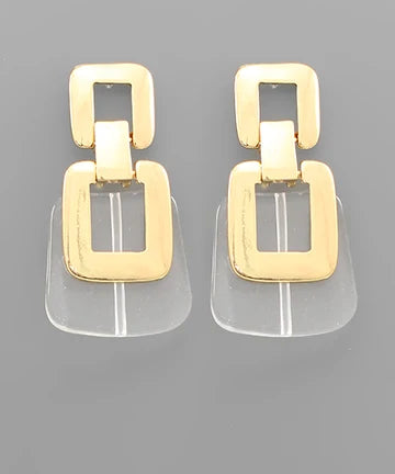 Acrylic Charm & Gold Dipped Brass Earrings