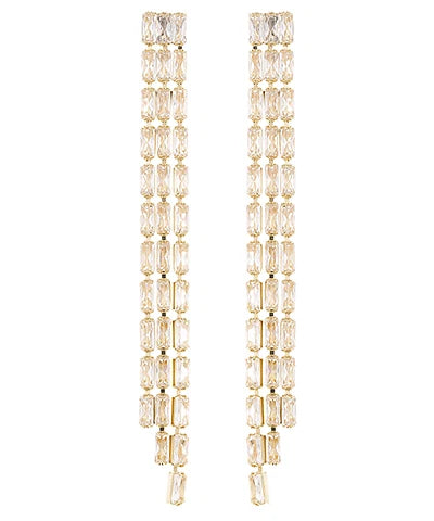 3 Line Baguette Drop Earrings