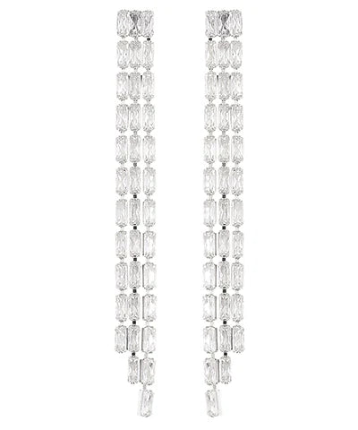 3 Line Baguette Drop Earrings