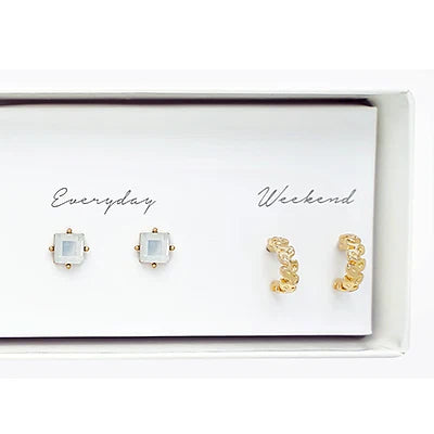 Teardrop & Stone 5 Pair Earring Box Set