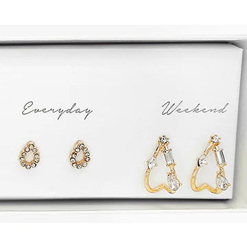 Crystal and Crescent 5 pr. Earring Box Set