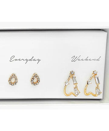 Crystal and Crescent 5 pr. Earring Box Set