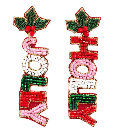 Christmas Holly Jolly Drop Earrings