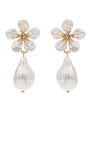 Acrylic Flower & Baroque Pearl Earrings