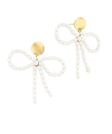 Rice Shaped Bow Drop Earrings