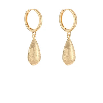Hand Brushed Teardrop Drop Hoops