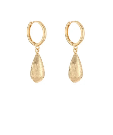 Hand Brushed Teardrop Drop Hoops