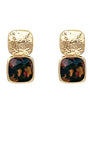 Bold Faceted Stone Square Earrings