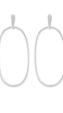 Oval Outline Dangle Earrings - Silver