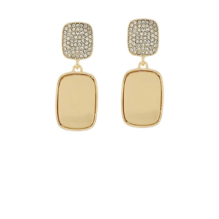 Pave Crystal & Square Dangle Earrings
