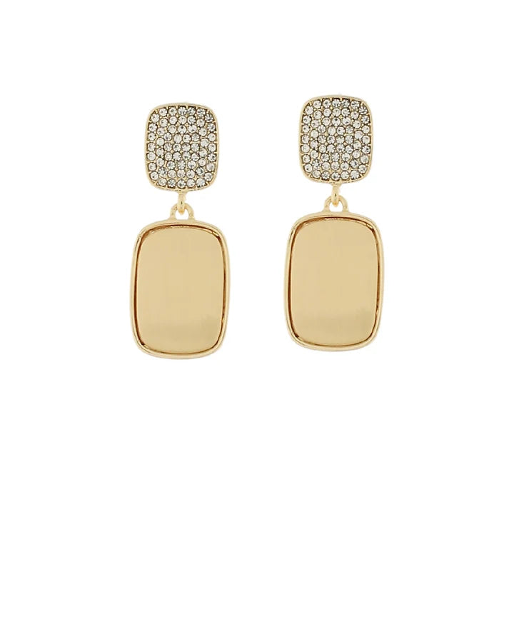 Pave Crystal & Square Dangle Earrings