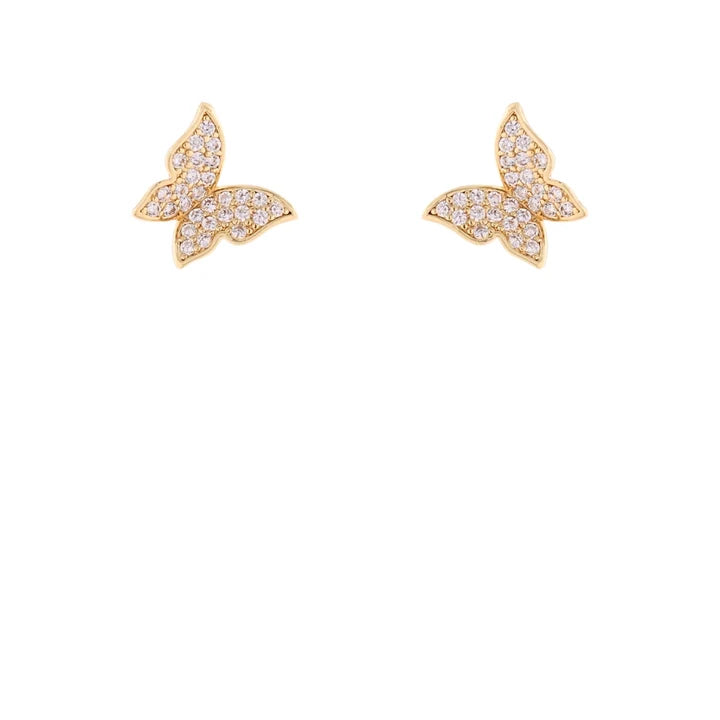 Pave Crystal Butterfly Stud Earrings