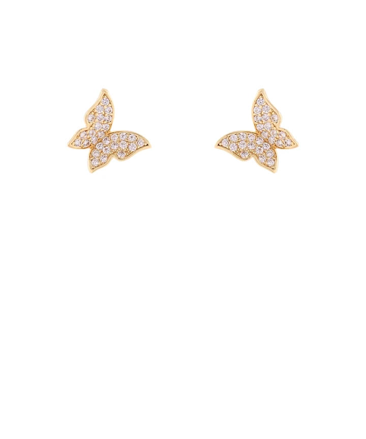 Pave Crystal Butterfly Stud Earrings