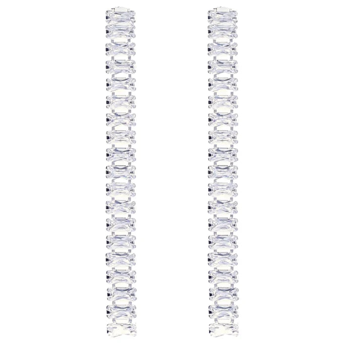Linear Pave CZ Baguette Earrings