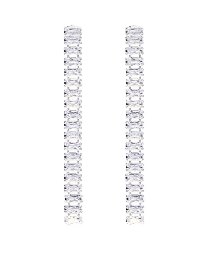 Linear Pave CZ Baguette Earrings