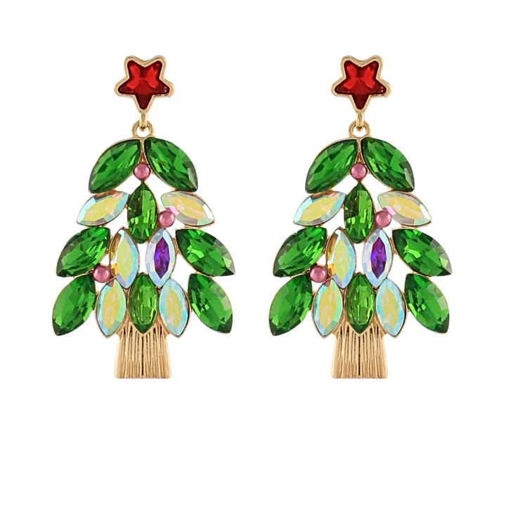 Christmas Glass Tree Earrings