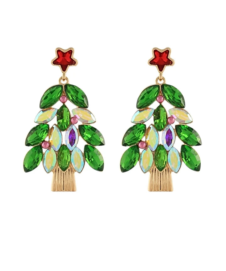 Christmas Glass Tree Earrings