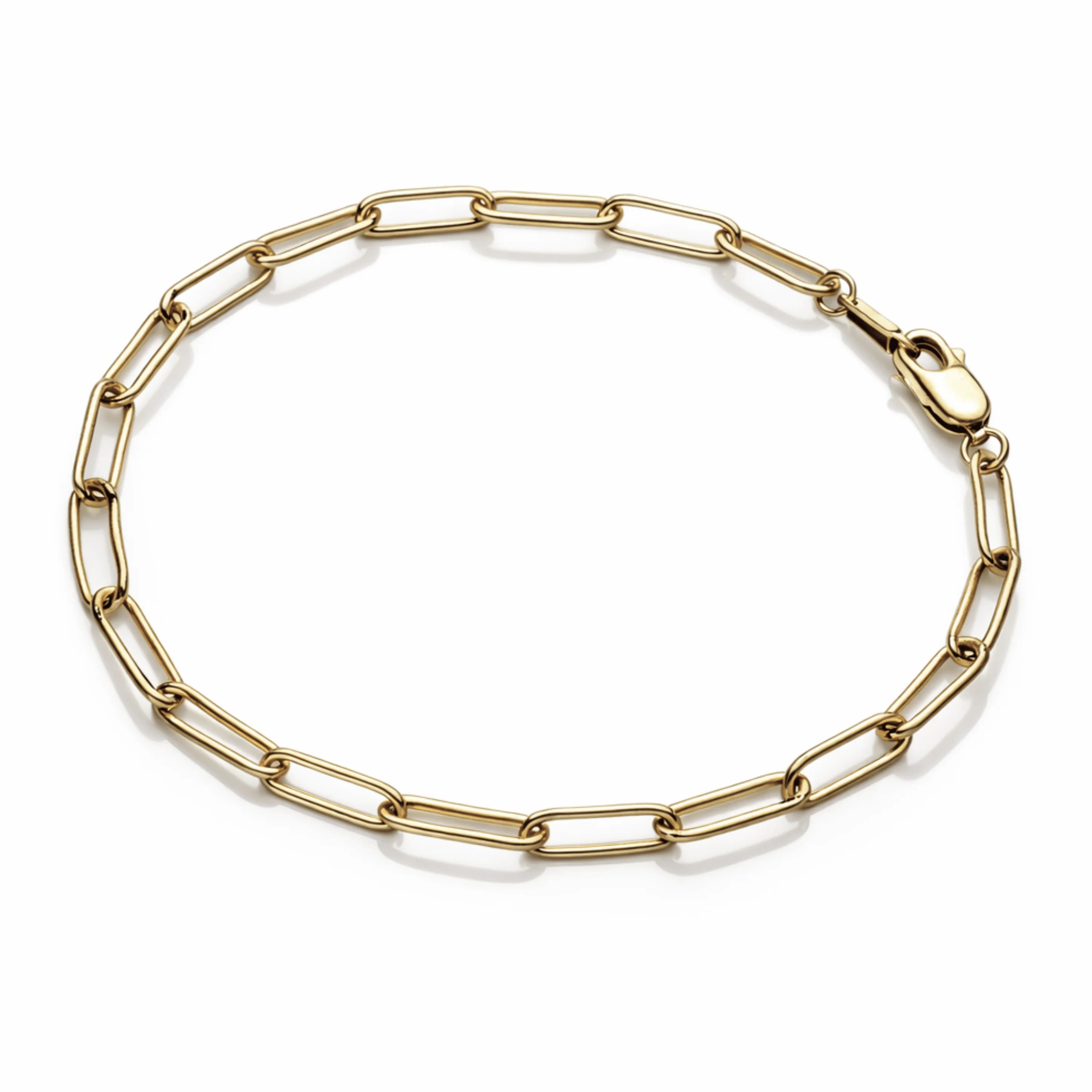 Gold chain bracelet on a white background