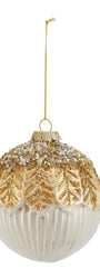 4" Gold and White Ball or Teardrop Ornament