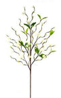 Artificial plant branch with green leaves on a white background