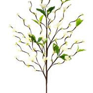 Artificial plant branch with green leaves on a white background