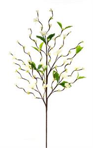 Artificial plant branch with green leaves on a white background