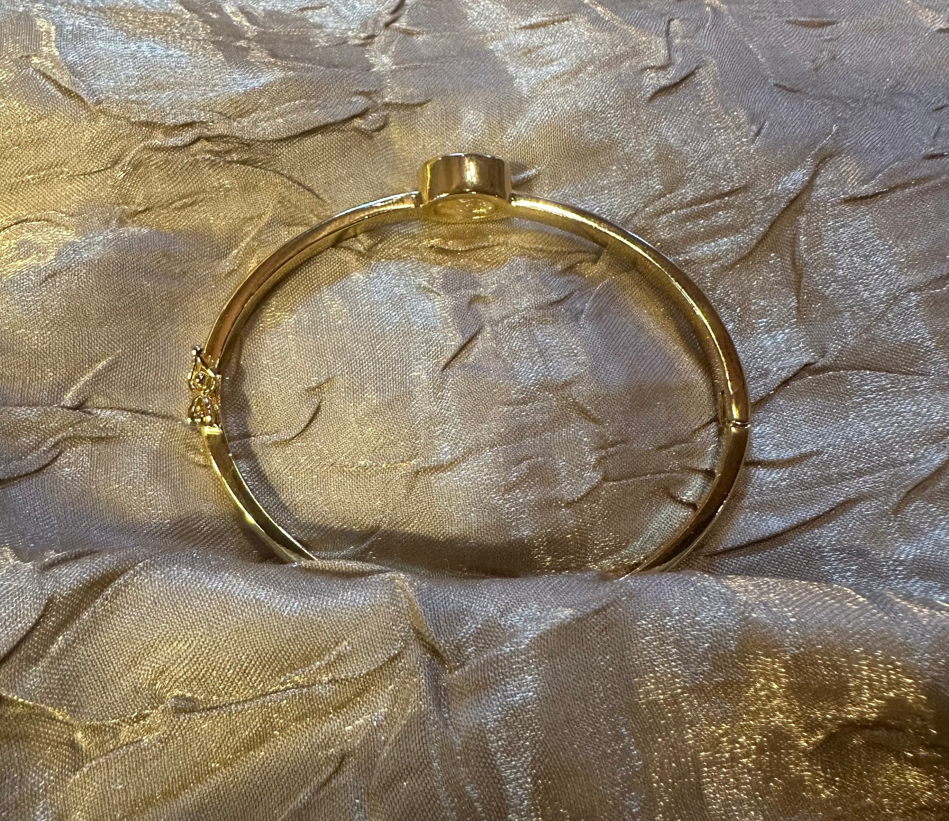 Gold Bangle with CZ Stone Bracelet