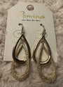 Teardrop double hoop earrings with Pomina on the card and "Love What you wear" on white fluffy background