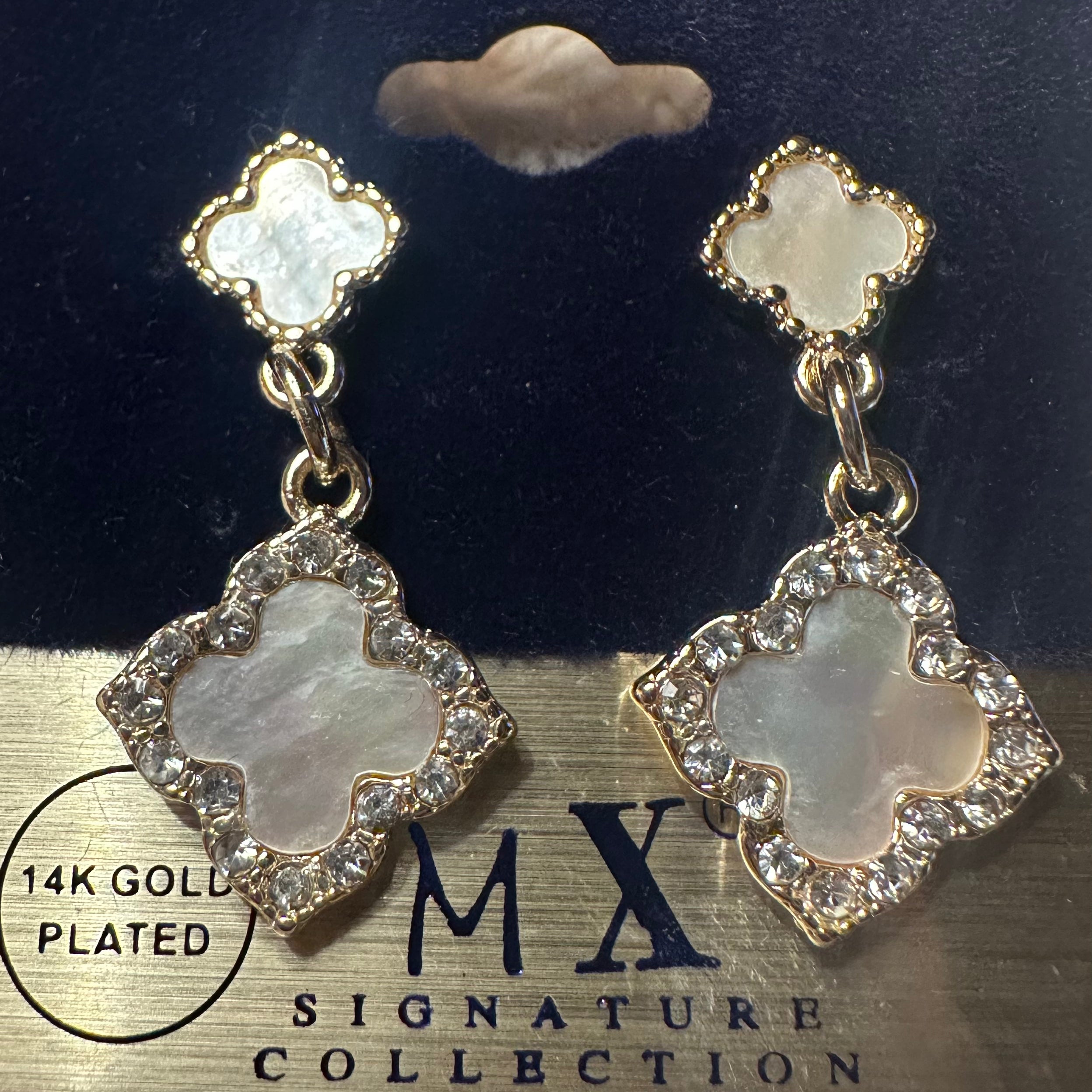Silver Clover Post Dangle Earrings