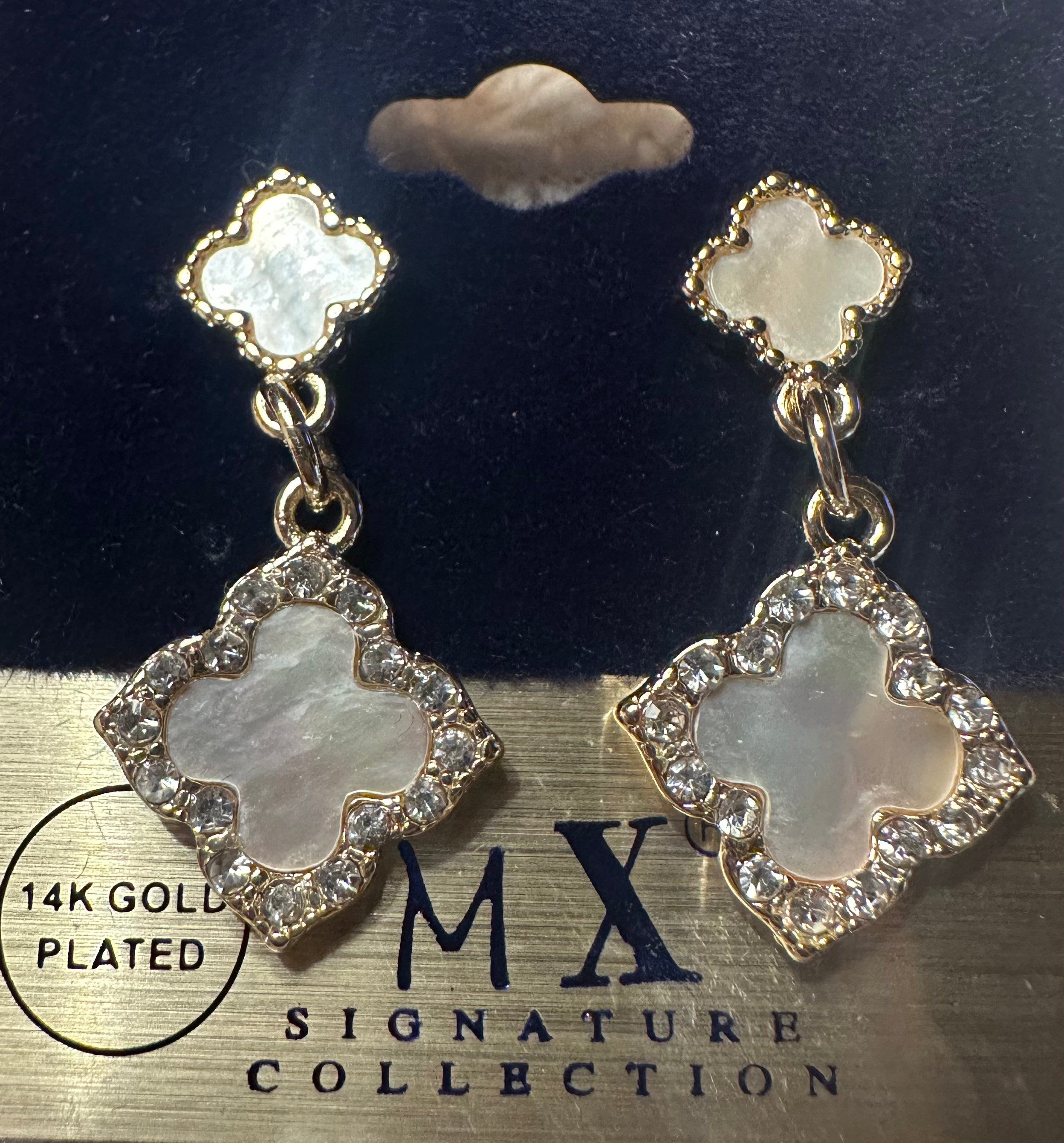 Silver Clover Post Dangle Earrings