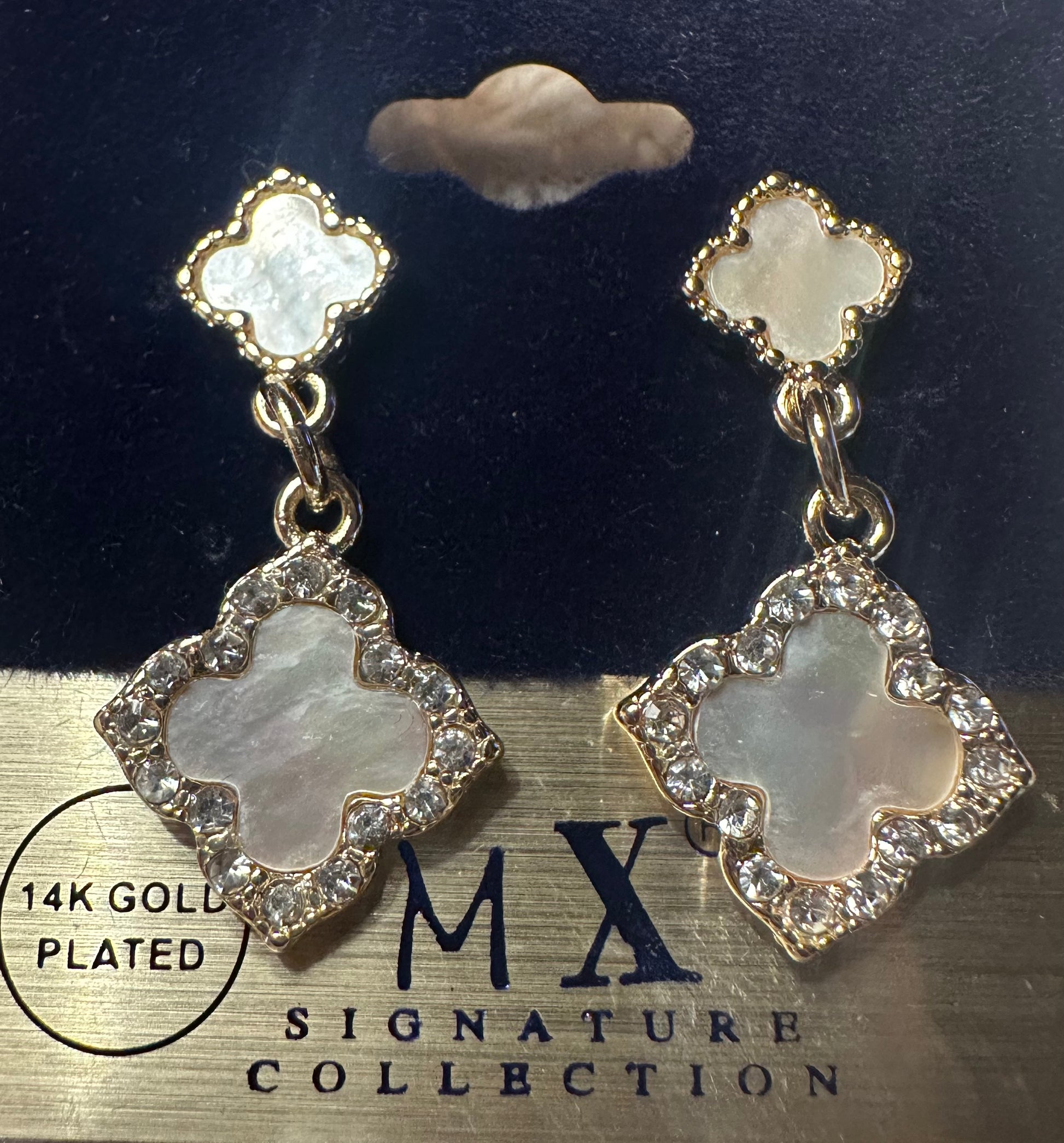 Silver Clover Post Dangle Earrings