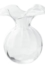 Clear glass vase with a unique design on a white background