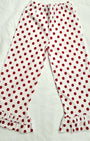 Girls Ruffle Pant - White with Red Polka Dot