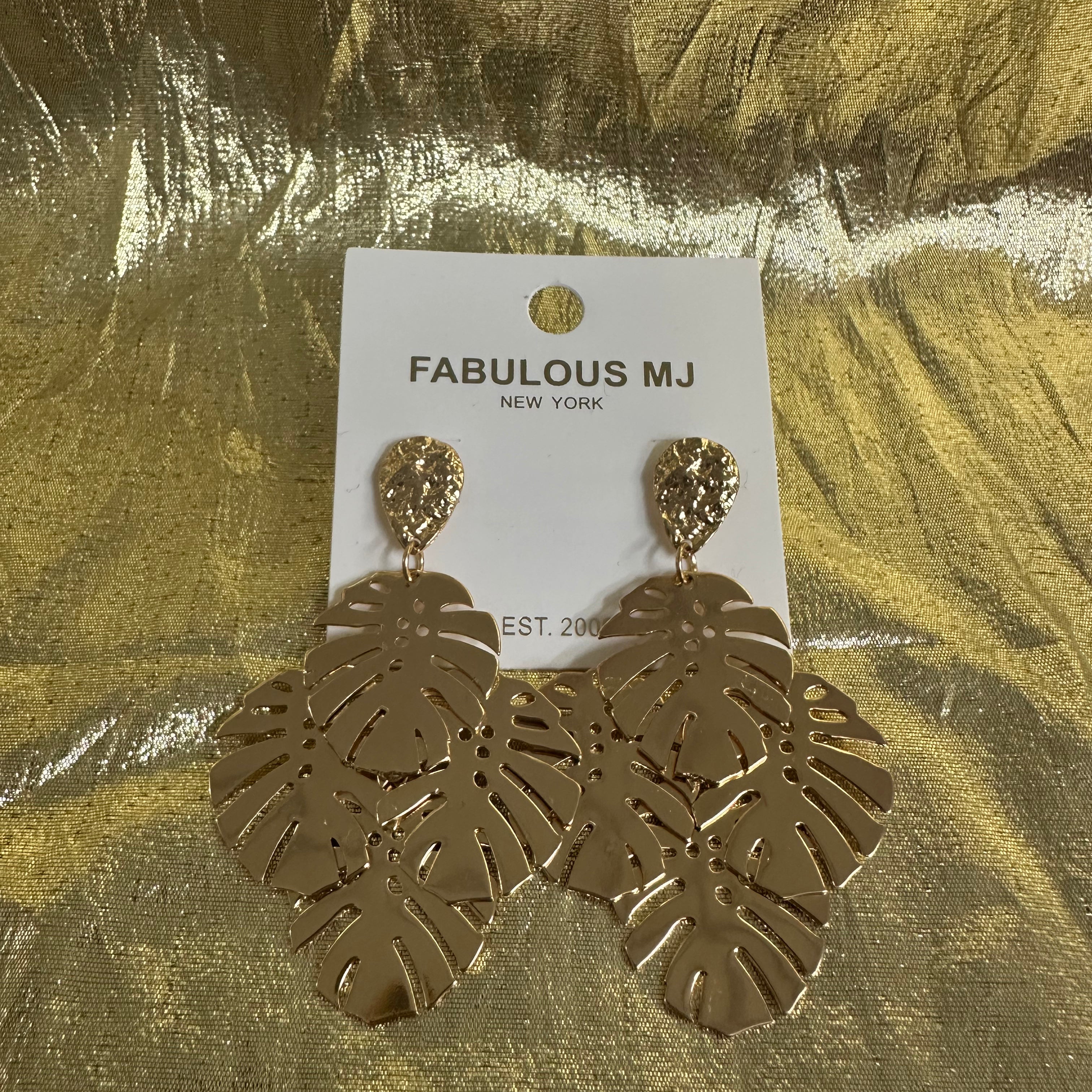Multi Palm Tree Leaf Earrings - Gold