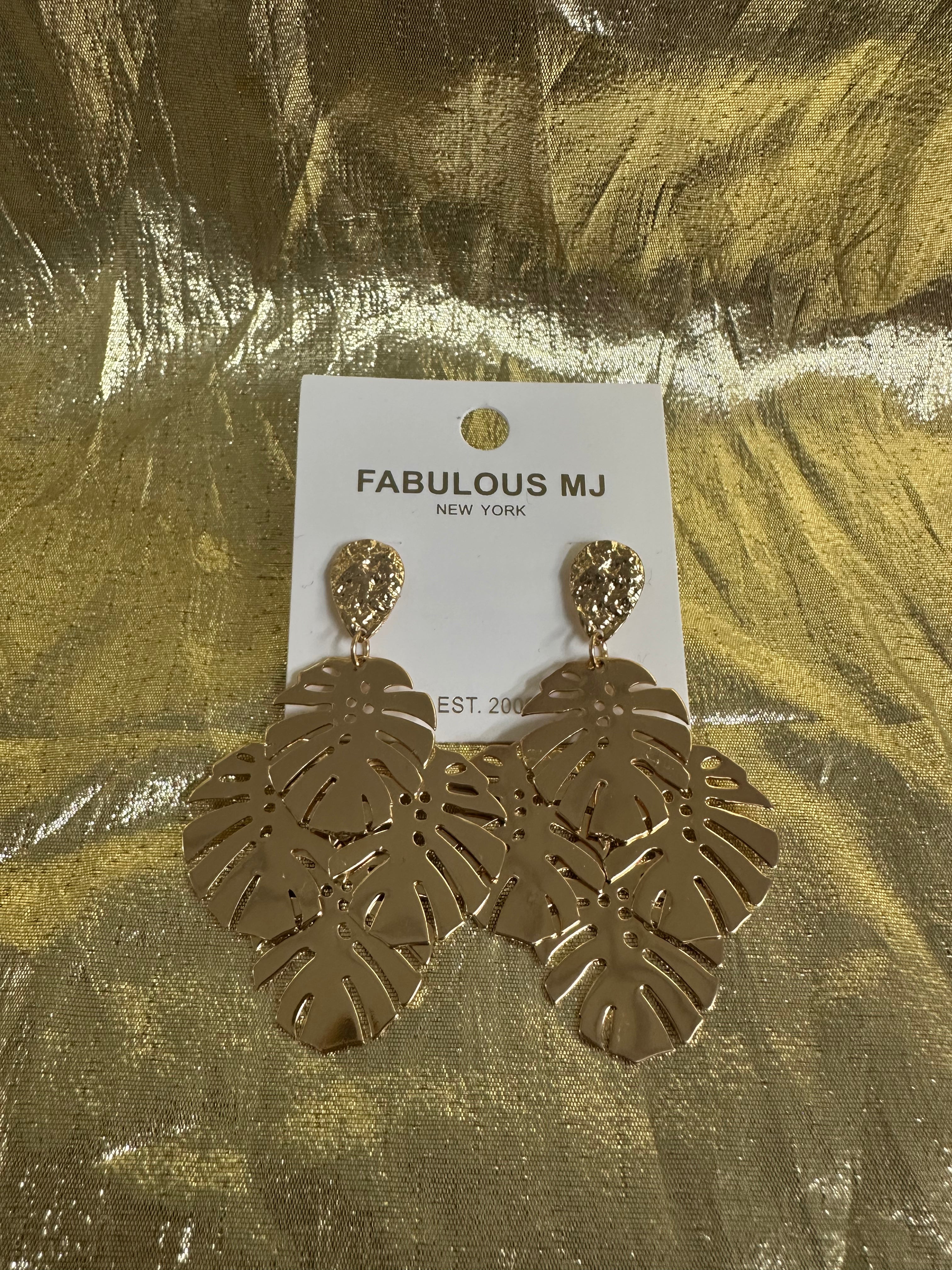 Multi Palm Tree Leaf Earrings - Gold