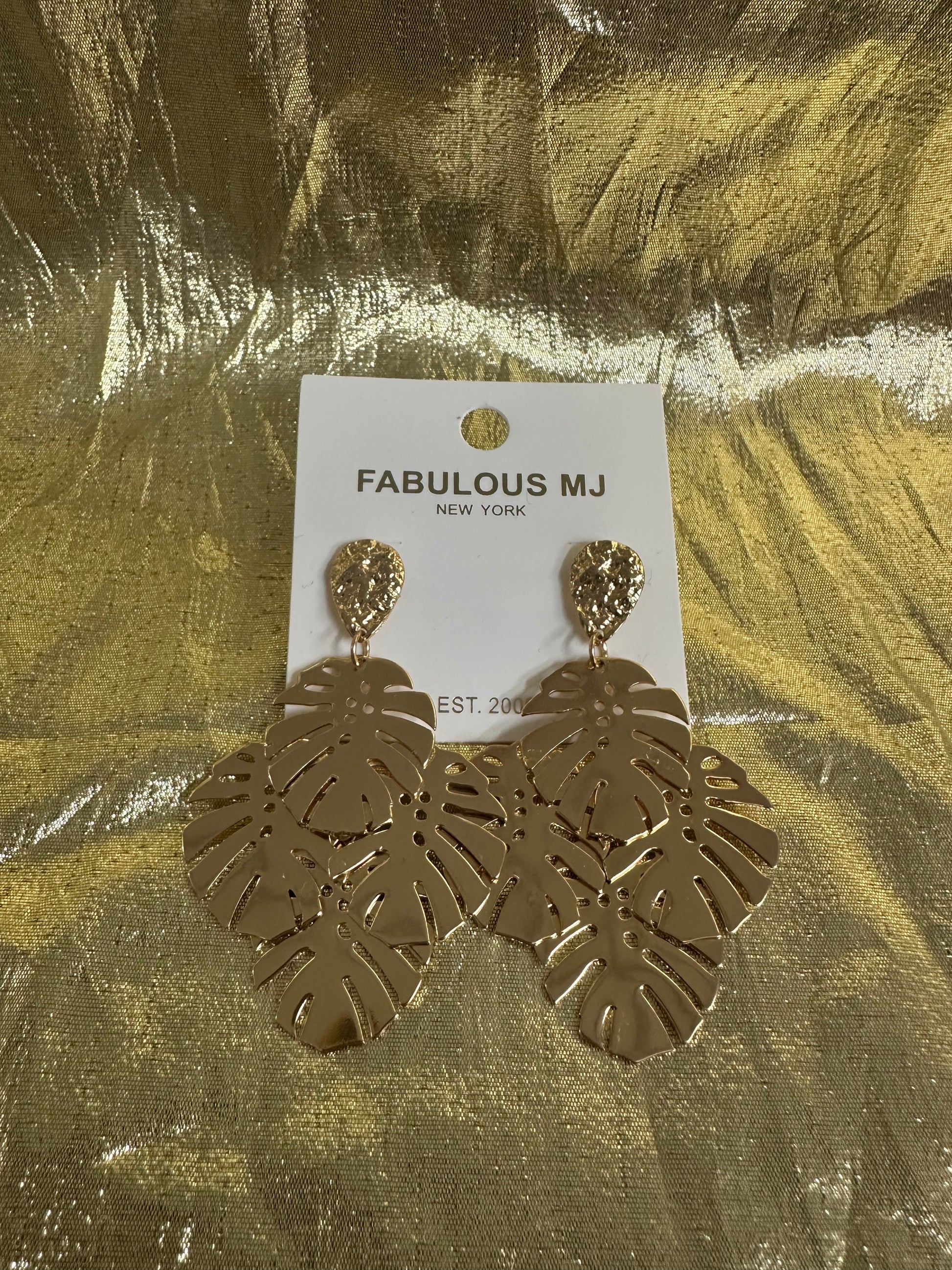 Multi Palm Tree Leaf Earrings - Gold
